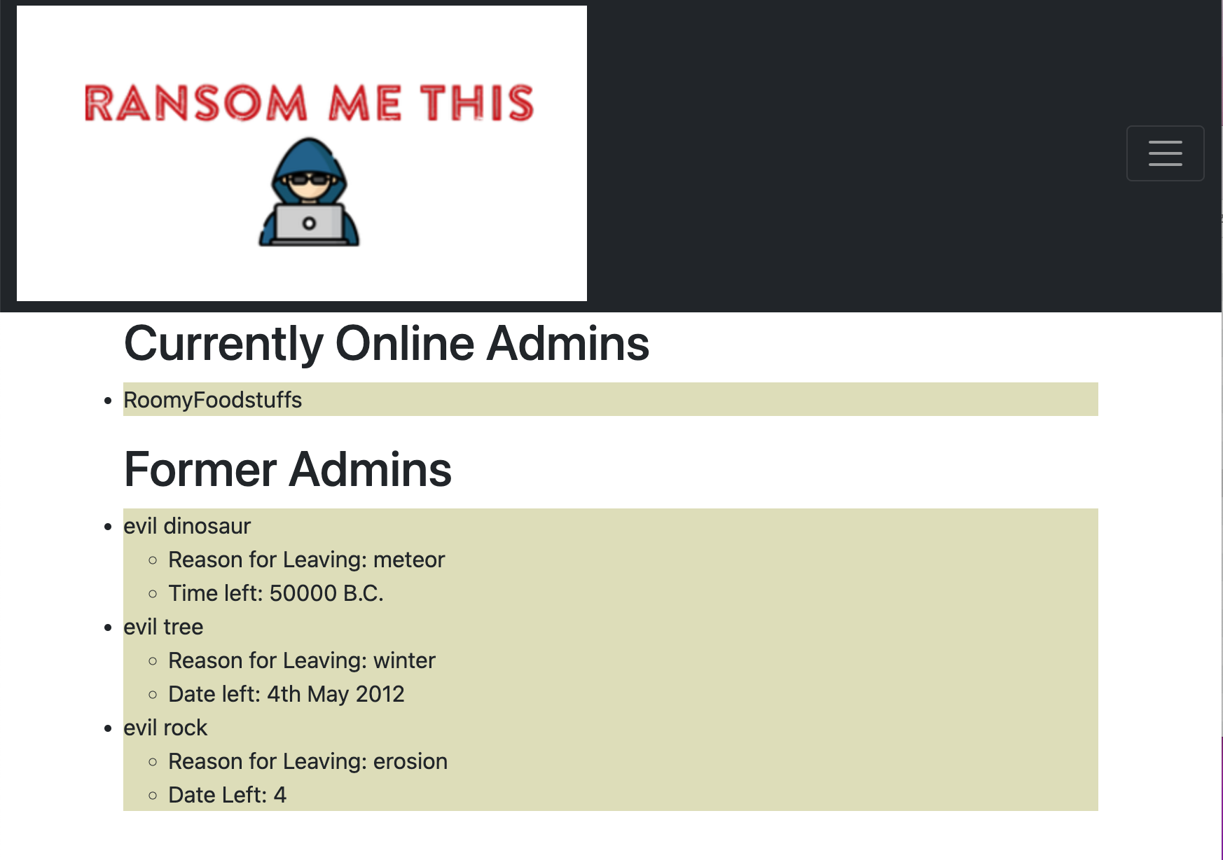 Admin List Page